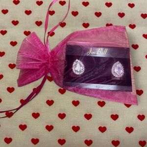 Jim Ball Pink Teardrop Crystal Stud Earrings ✨